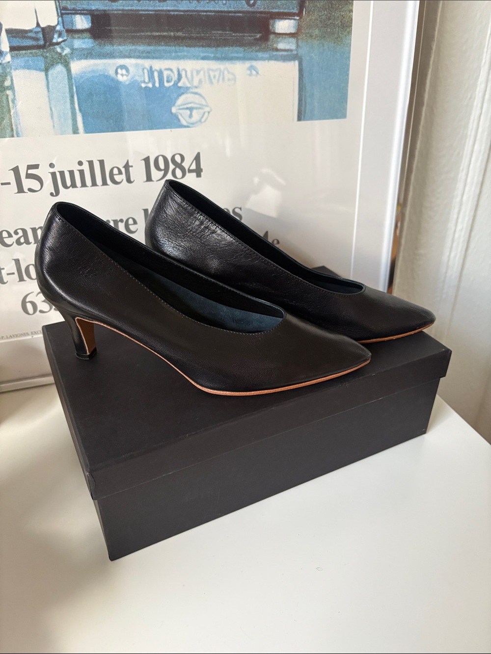 Martiniano black party heels size 38, like new